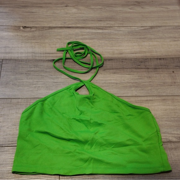 ZARA Neon Green Halter Crop Top L | Y2K, Festival, Bold Summer Look Lagonlook - Picture 1 of 6